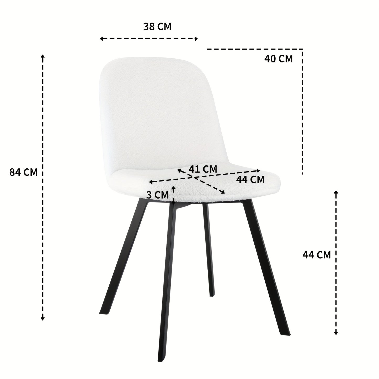 Eetkamerstoel – Stoel – Kuipstoel – Zitmeubel – Keukenstoel – Teddy Fleece Bekleding – Stevig Metalen Frame – Set van 2