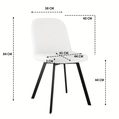 Eetkamerstoel – Stoel – Kuipstoel – Zitmeubel – Keukenstoel – Teddy Fleece Bekleding – Stevig Metalen Frame – Set van 2