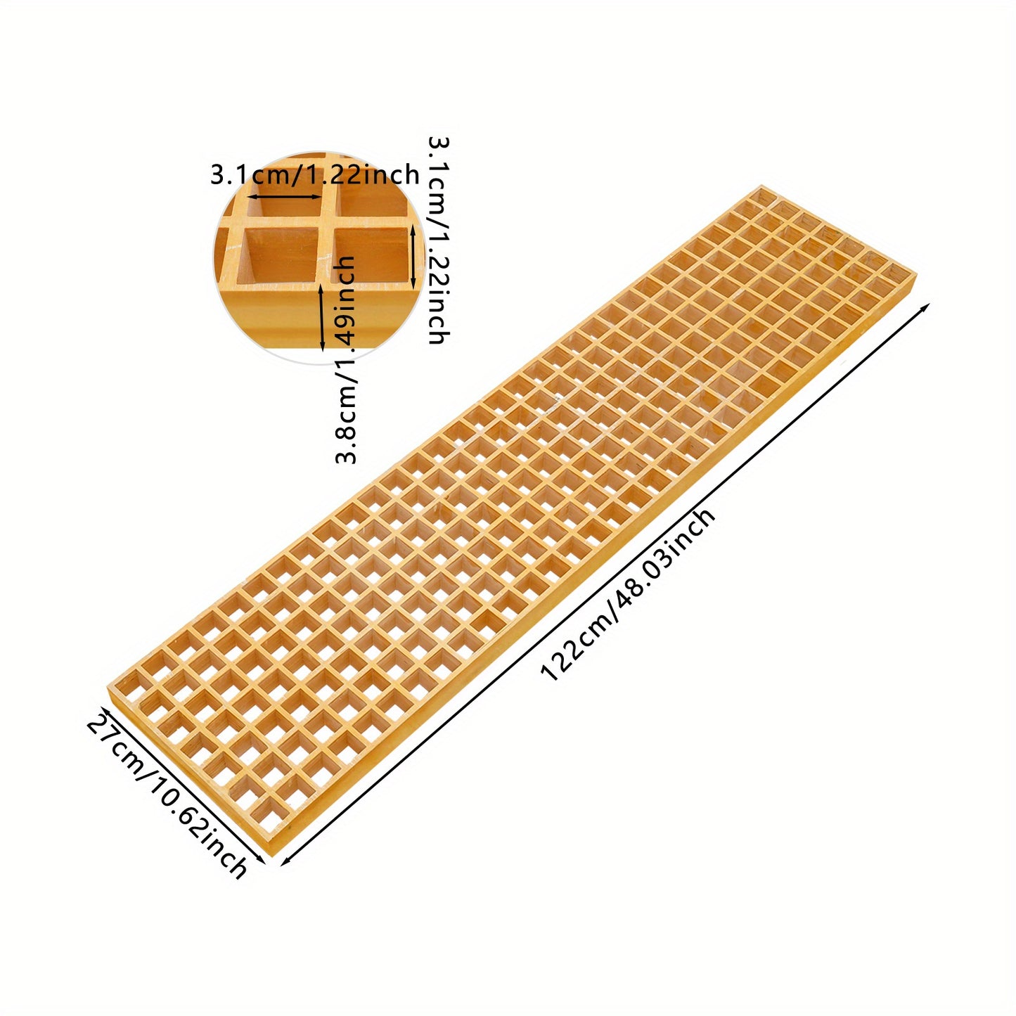 FRP Roosterplaten – Roosterplaten Set – Antislip Roosters – Glasvezelroosters – Rooster Covers – Brandwerend En Corrosiebestendig – 3 Stuks 122x27x3,8 cm 500 kg Draagkracht
