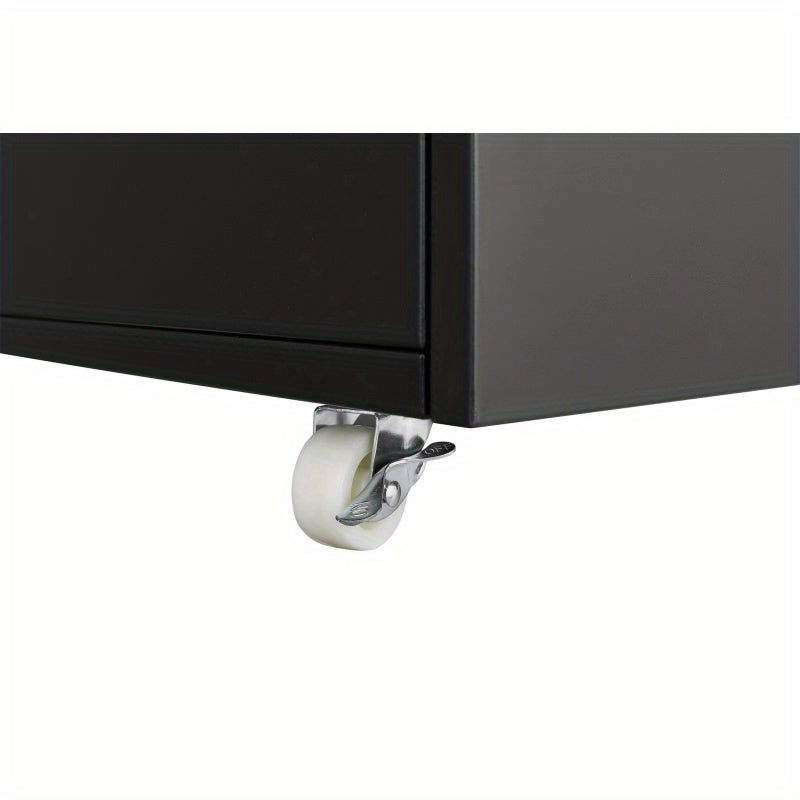 Printermeubel – Printerstandaard – Printerkastje – Printertafel – Printerwagen – Verstelbaar Werkblad – Mobiel Op Wieltjes – Met Opbergruimte – Zwart Metalen Design