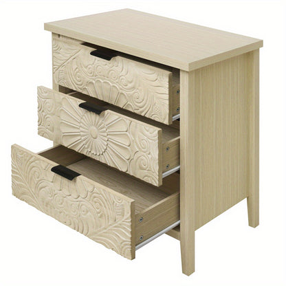 Ladekast – Dressoir – Opbergkast – Ladekast Met Drie Lades – Kast Met Verwisselbare Ladefronten – Natuurlijke Kleur – Ruim Opbergvolume – Duurzame Stevige Constructie