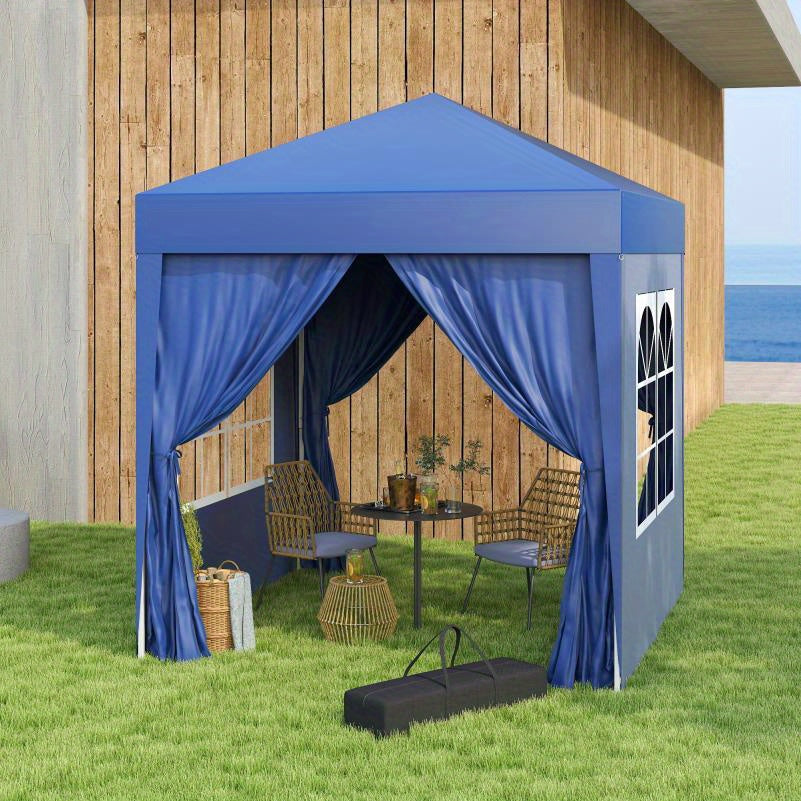 Tuinpaviljoen – Tuinentent – Partytent – Prieel – Paviljoen – Opvouwbaar – Stalen Frame – Blauw Oxford Doek – 2x2m – Makkelijk Op te Zetten