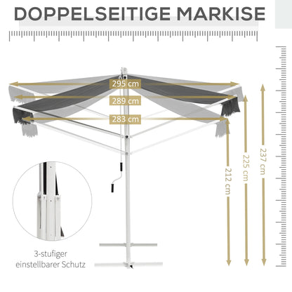 Staande Zonwering – Terraszonwering – Tuinzonwering – Uitschuifbare Zonwering – Aluminium Zonnescherm – Grijs – Weerbestendig Aluminium Frame – Verstelbare Inklapbare Armen