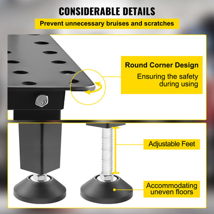 Laswerkbank – Lastafel – Werkbank – Mobiele Werktafel – Soldeertafel – Carbonstaal – 91x61 cm – 360 kg Draagvermogen