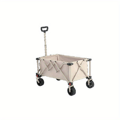 Vouwbare Bolderkar – Outdoor Wagen – Utility Kar – Transportwagen – Opvouwbare Kar – Verstelbaar Handvat – Stevige All Terrain Wielen – Beige