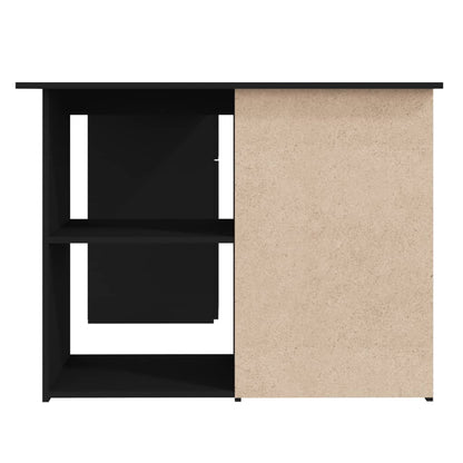 Hoekbureau – Bureau – Computertafel – Werkplek – Bureautafel – Hoogwaardig Vochbestendig Hout – 4 Lades Met 2 Kastdeurtjes – Mat Zwart