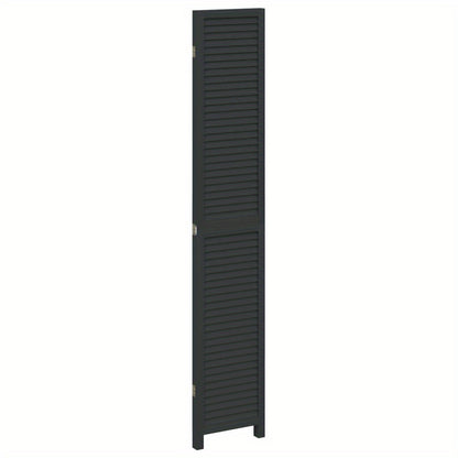 Room Divider with 3 Panels Made of Solid Black Paulownia Wood