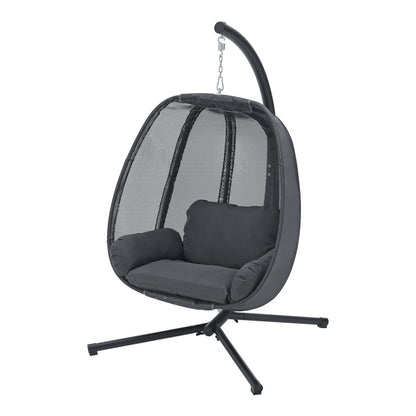 Hangstoel – Hangmand – Hangstoel Met Frame – Schommelstoel – Tuinstoel – Stevig Stalen Frame – Max. 120 Kg – Donkergrijs