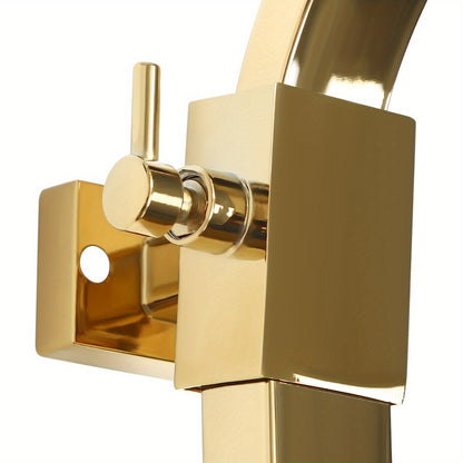 Thermostaatkraan – Thermostatische Douchekraan – Douchemengkraan – Doucheset – Regendouche – Gouden Afwerking – Messing en RVS – Geen Elektriciteit Nodig – Compact 23,5x7,8 cm