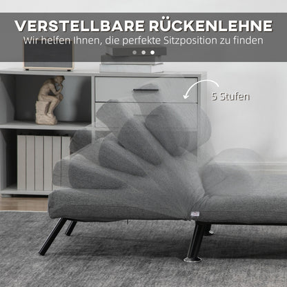 Inklapbare Relaxstoel – Ligstoel – Zitzetel – Slaapstoel – Relaxfauteuil – Donkergrijs – Verstelbare Rugleuning Met Bedfunctie – Compact Formaat 75x70x75 cm