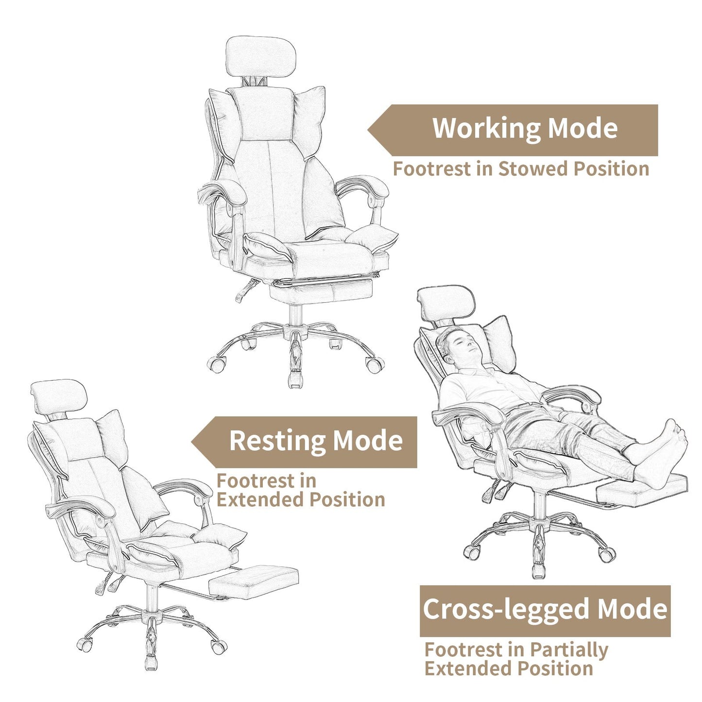 Executive Office Chair with Foot Rest High Back Office Chair Computer Gaming Chairs Black