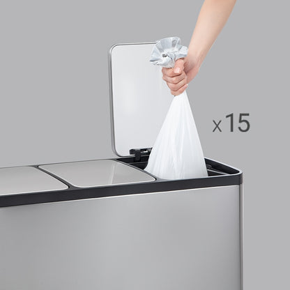 Afvalemmer Keuken – Prullenbak – Vuilnisbak – Afvalbak – Afvalcontainer – RVS 3-Vak 45L – Handsfree Voetpedaal – Stil Dempingssysteem