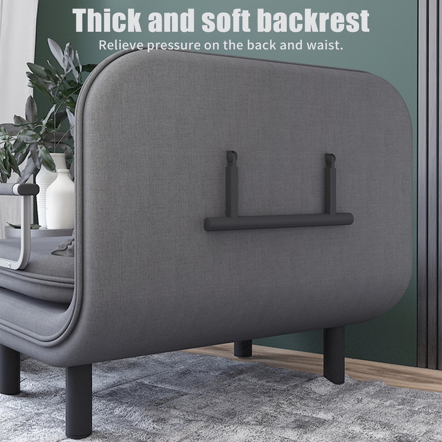Slaapbank – Sofa Bed – Bedbank – Slaapbankje – Loungebank – 2-in-1 Vouwbaar – Verstelbare Rugleuning – Grijs Stoffen Bekleding – Metalen Frame