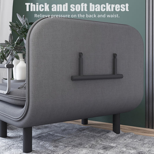 Slaapbank – Sofa Bed – Bedbank – Slaapbankje – Loungebank – 2-in-1 Vouwbaar – Verstelbare Rugleuning – Grijs Stoffen Bekleding – Metalen Frame
