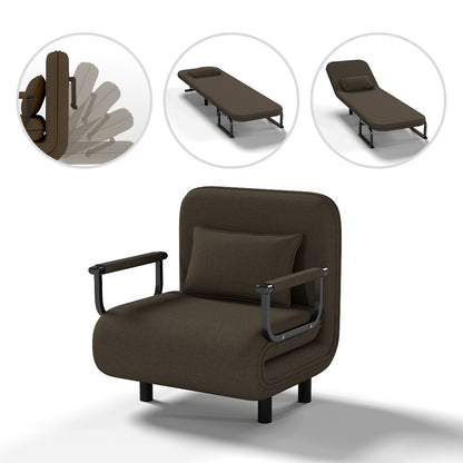 Slaapbank – Sofa Bed – Bedbank – Slaapbankje – Sofa Sleeper – Handmatig Inklapbaar – Memory Foam Kussens – Compact Ruimtebesparend – Caramel Bruin