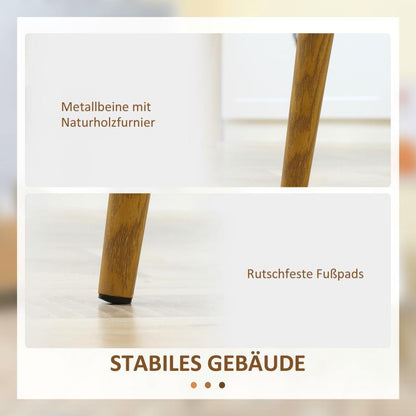 Eetkamerstoelen – Stoelen – Zitmeubels – Eetkamerstoelen Set – Witte Stoelen – Houtlook Zitting – Metalen Poten – Antislip – Draagvermogen 120 kg