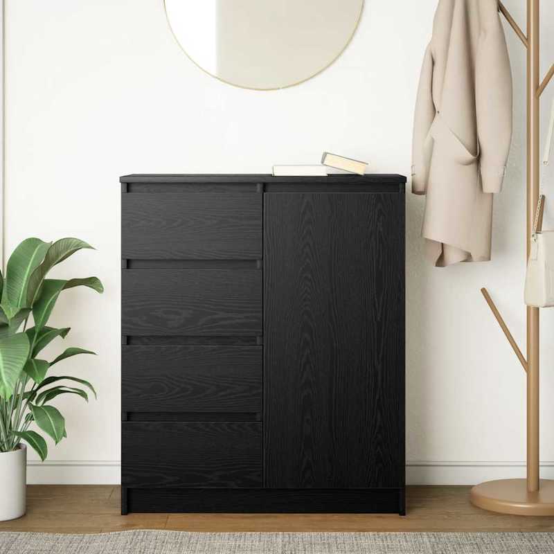 Buffetkast – Opbergkast – Dressoir – Kast – Sideboard – Zwarte Eikenlook – Lockable Laden – Compact 71x35x84 cm