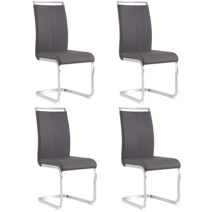 Cantilever Chair, Chrome-plated Metal Frame, Load Capacity Up to 120kg, Upholstered with Faux Leather Cover, Gray (set Of 4), Highcapacity Chair, Commercial Seating, Minimalist Chair, Sleek Furniture, Reinforced Seating, Cant