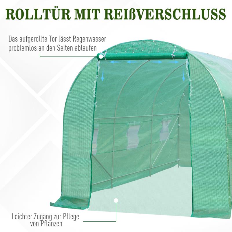 Serretunnel – Tunnelkas – Tuinkas – Kweekkas – Broeikas – Extra Groot Walk-in Model – Stevig Gegalvaniseerd Frame & Transparante PE Panelen – Ruim 445x190x200 cm – Eenvoudige Montage & Optimale Ventilatie