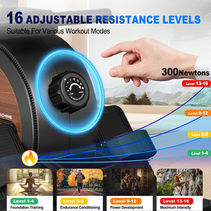 Magnetische Roeimachine – Roertrainer – Roeiapparaat – Fitness Roeimachine – Indoor Rower – 16 Verstelbare Weerstanden – Max. Gewicht 150 kg – Mat Zwart