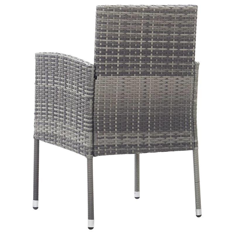Tuinstoelen – Tuinstoel Outdoor – Inklapbare Stoel – Loungestoel – Stapelbare Tuinstoel – Polyrattan Grijs – Set van 2 – Weerbestendig & Comfortabele Donkergrijze Kussens