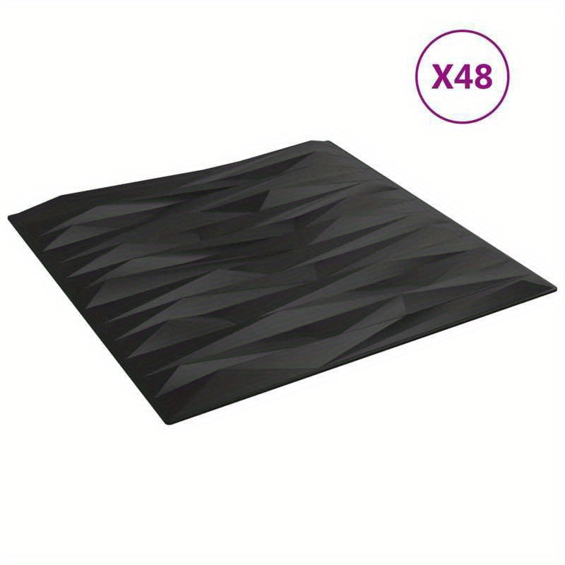 48pcs Wall Panels Stone 12 M² 50X50 Cm XPS Black