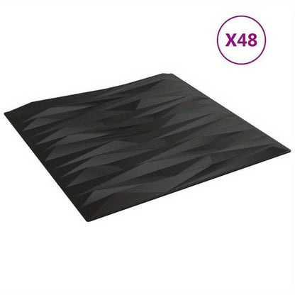 48pcs Wall Panels Stone 12 M² 50X50 Cm XPS Black
