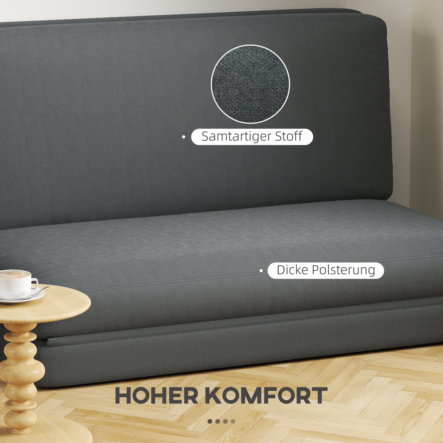 3-in-1 Relaxstoel – Opvouwbare Slaapstoel – Gastenbed – Zitzak – Ligstoel – Donkergrijs – 138 cm Breed – Multifunctioneel & Draagbaar