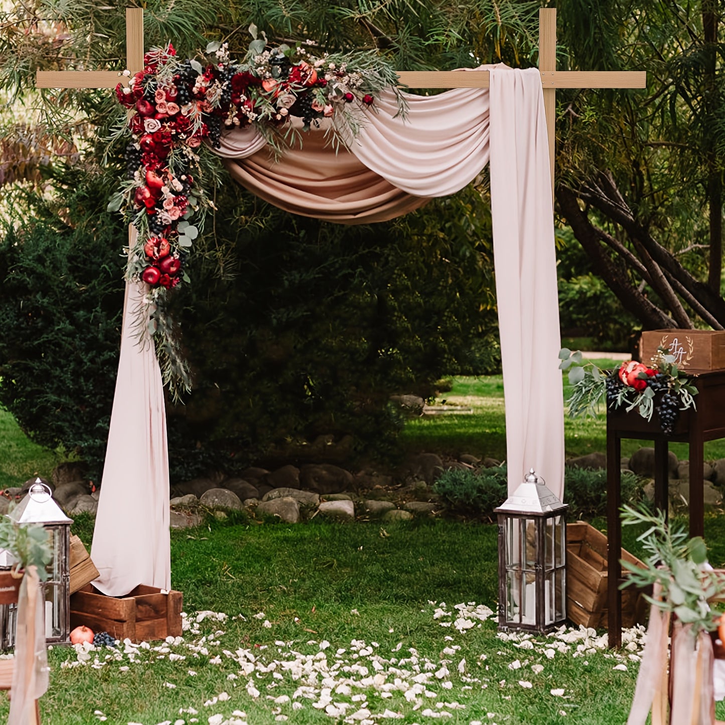 AESOME Classic Wooden Arch Backdrop Stand - 3.05X3.05meter Large Wedding Ceremony Frame for Garden, Photo Background Decoration, No Electricity Needed for Halloween, Christmas Event & Party Supplies