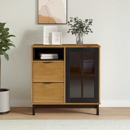 Sideboard with glass doors FLAM 80x40x80cm solid pine wood
