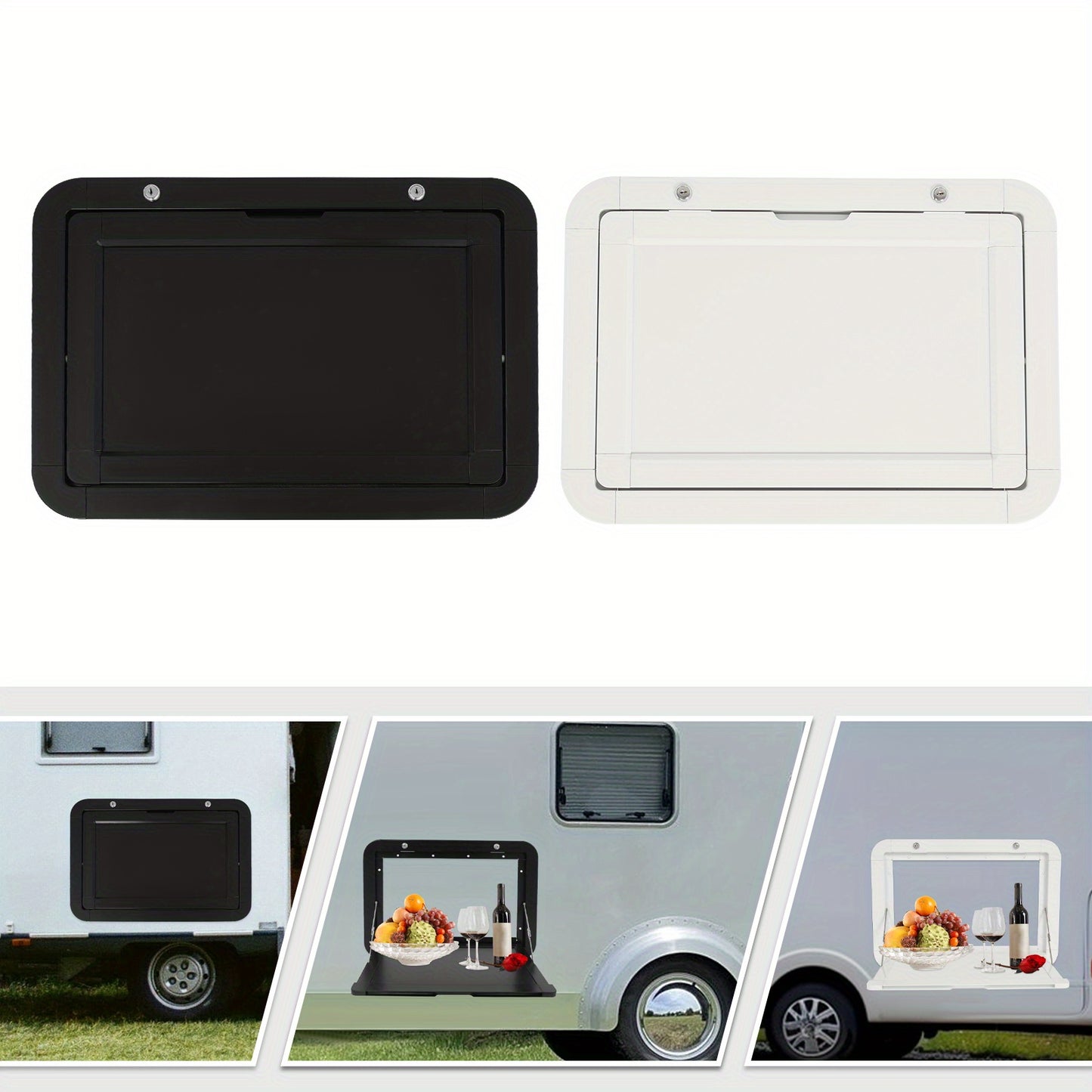 Inklapbare Tafel Camper – Opklapbare Picknicktafel – Wandtafel – Kampeertafel – Opvouwbare Eettafel – Aluminium – Dubbel Slot – 60x36 cm – Mat Zwart