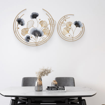 Muurdecoratie – Wanddecoratie – Wandbord – Wandkunst – Wandversiering – Gouden 3D Metalen Design – Set Groot 69cm & Klein 47cm