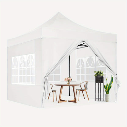 Pop-up Partytent 3x3 Meter – Vouwtent – Terrastent – Marktentent – Paviljoen – Wit – UPF 50+ Zonbescherming – Waterafstotend Met Vier Zijwanden