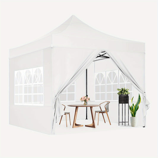 Pop-up Partytent 3x3 Meter – Vouwtent – Terrastent – Marktentent – Paviljoen – Wit – UPF 50+ Zonbescherming – Waterafstotend Met Vier Zijwanden