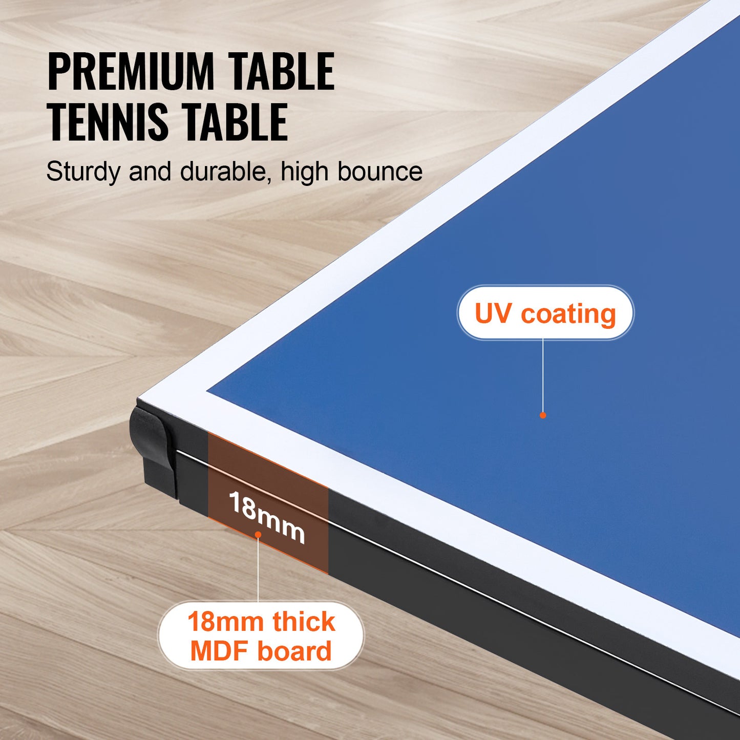 Tafeltennistafel – Pingpongtafel – Tafeltennisbord – Inklapbare Pingpongtafel – Tafeltennisset – Toernooiformaat 274x152,5x76 cm – 18mm MDF Met UV-Coating
