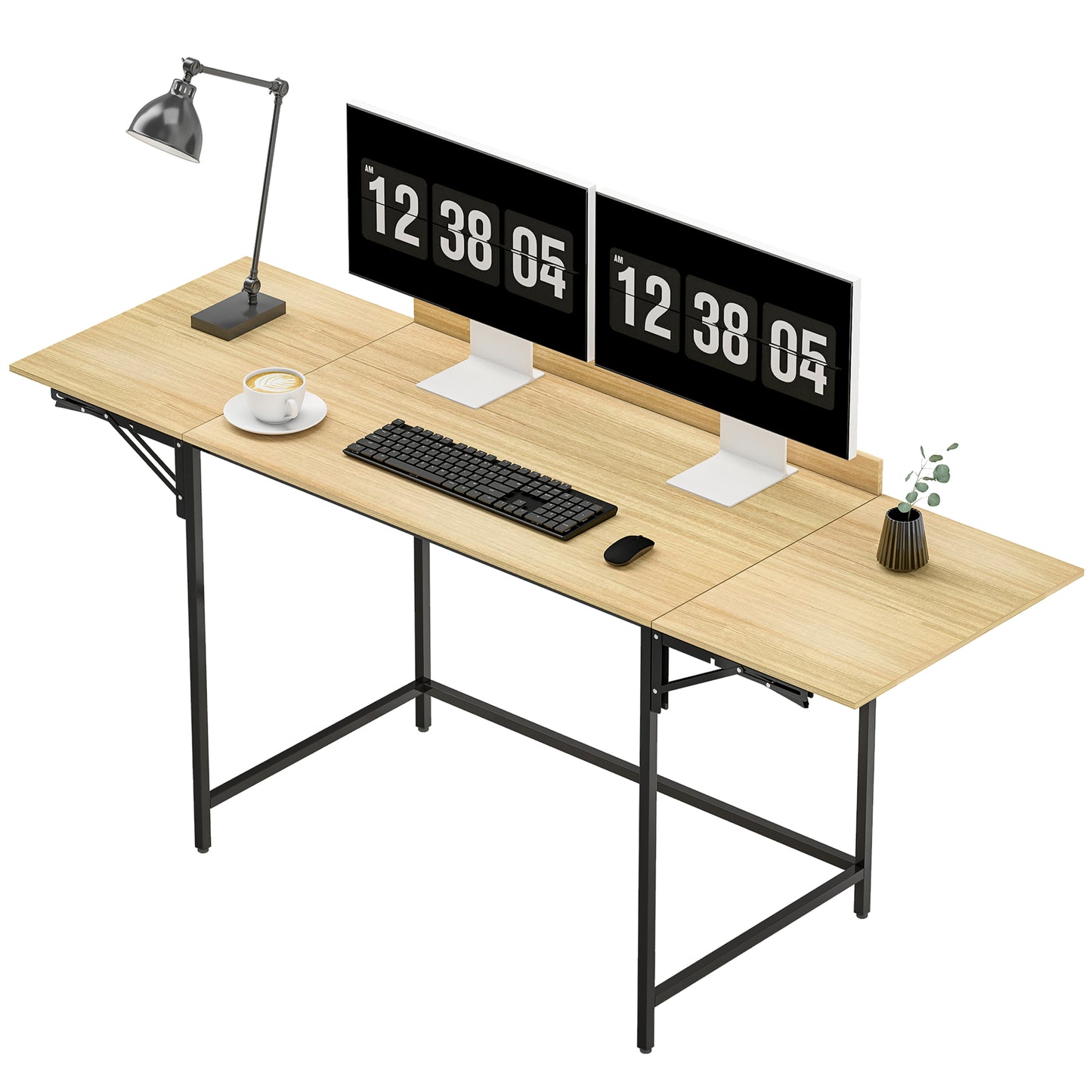 Inklapbaar Bureau – Computerbureau – Werkplek Bureau – Studie Bureau – Thuiswerk Bureau – Verstelbare Breedte 100-170 cm – Eikenhout Look Met Stabiele Metalen Poten