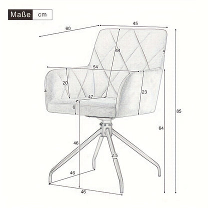 Draaistoel – Bureaustoel – Eetkamerstoel – Fauteuil – Kuipstoel – 360° Draaibaar – Met Ergonomische Lendensteun – Stevig Metalen Frame – Gemakkelijk Schoon Te Maken – Beige