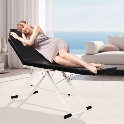 Massagetafel – Massagebed – Behandelingstafel – Spa Tafel – Therapie Tafel – Zwart – Inklapbaar Aluminium Frame – Dikke Foam Padded – Water- en Olieafstotend