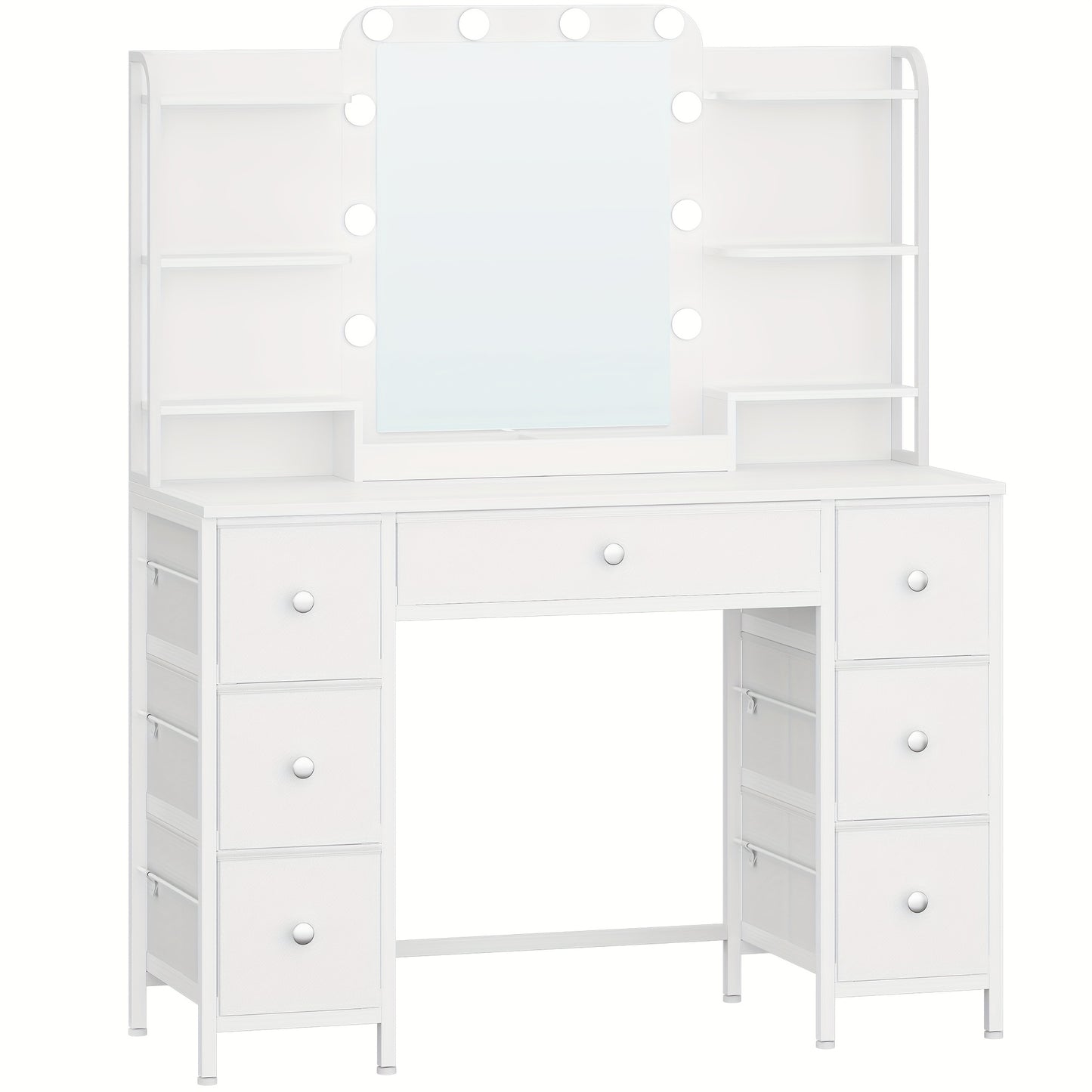 Make-up Tafel – Sieradentafel – Dressing Table – Make-up Kast – Opbergmeubel – Grote HD Spiegel – Verstelbare LED Verlichting – Wit