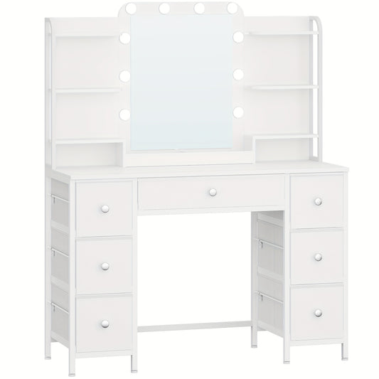 Make-up Tafel – Sieradentafel – Dressing Table – Make-up Kast – Opbergmeubel – Grote HD Spiegel – Verstelbare LED Verlichting – Wit