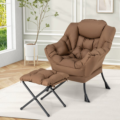 Lazy Chair – Fauteuil – Relaxstoel – Lounge Stoel – Zithoek Stoel – Inclusief Inklapbare Ottoman – Ademende Polyester Stoffering