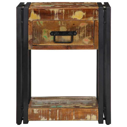 2pcs Modern Farmhouse Bedside Table with Storage - Sturdy Recycled Solid Wood Nightstand, 40x35x50cm, & Brown Distressed Finish, Space-Saving Design for Bedroom