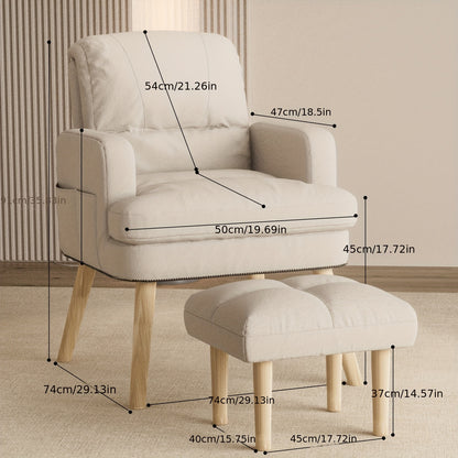 Relaxstoel – Leisure Fauteuil – Verstelbare Fauteuil – Zitstoel – Leunstoel – Verstelbare Rugleuning – Inclusief Voetenbank – Katoen-Linnen Bekleding