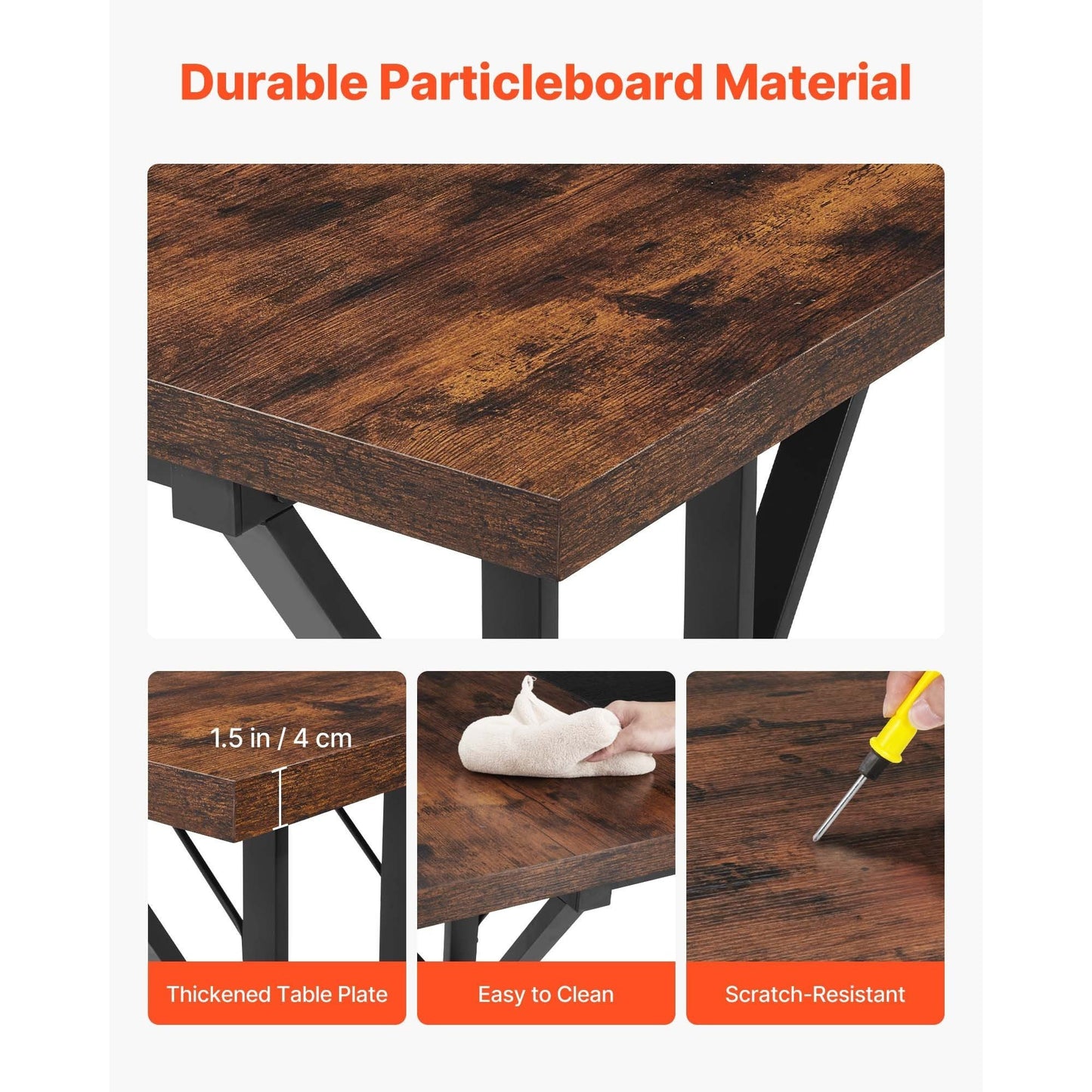 Grote Computerbureau – Bureautafel – Werkplek – Schrijftafel – Laptoptafel – Rustiek Bruin & Zwart – Stevig Carbonstaal Frame – 180x80 cm Groot Werkblad