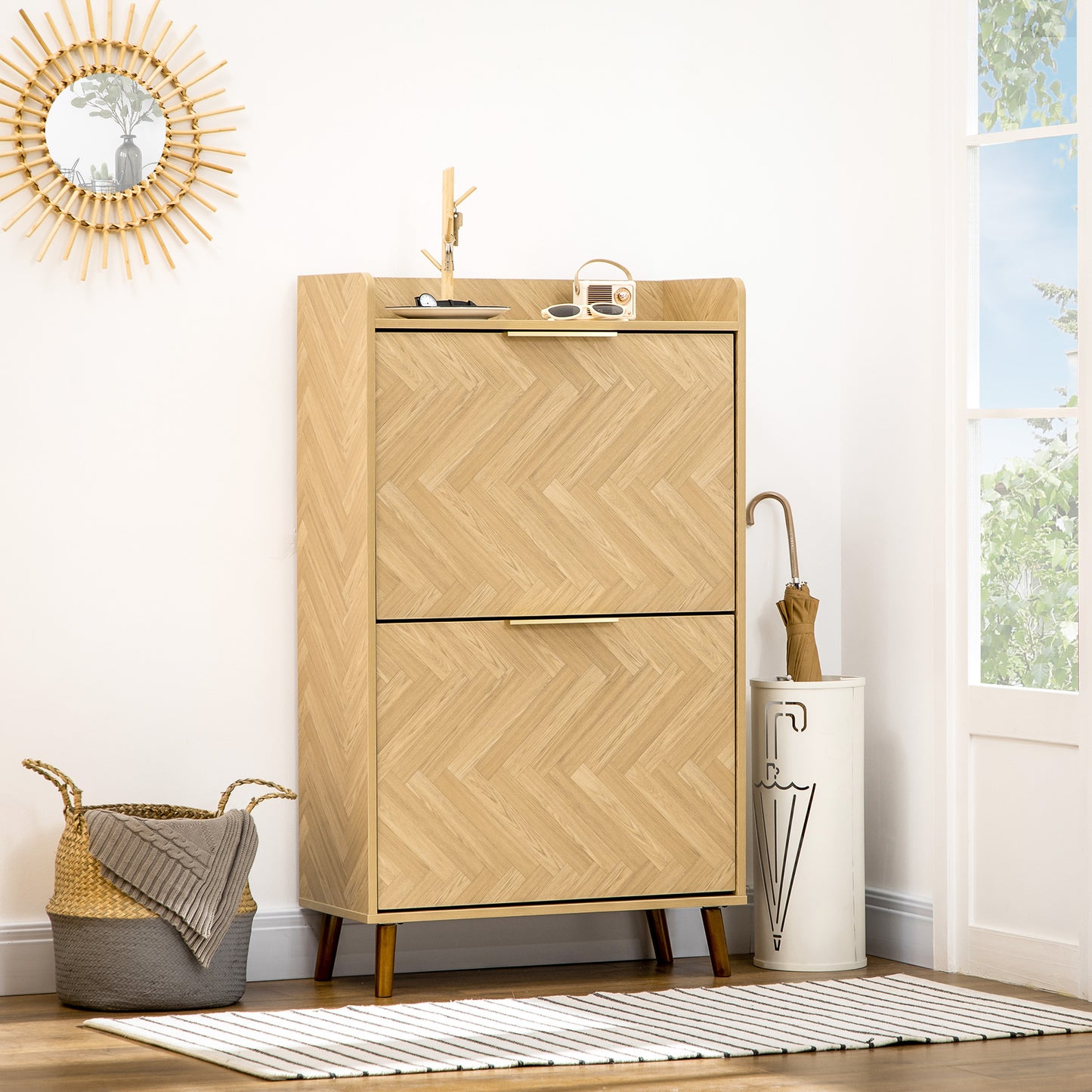 Schoenenkast – Schoenenrek – Schoenenopberger – Schoenmeubel – Schoenenkastje – Vintage Design – Compact 70x30x120 cm – Houtvezelplaat & MDF