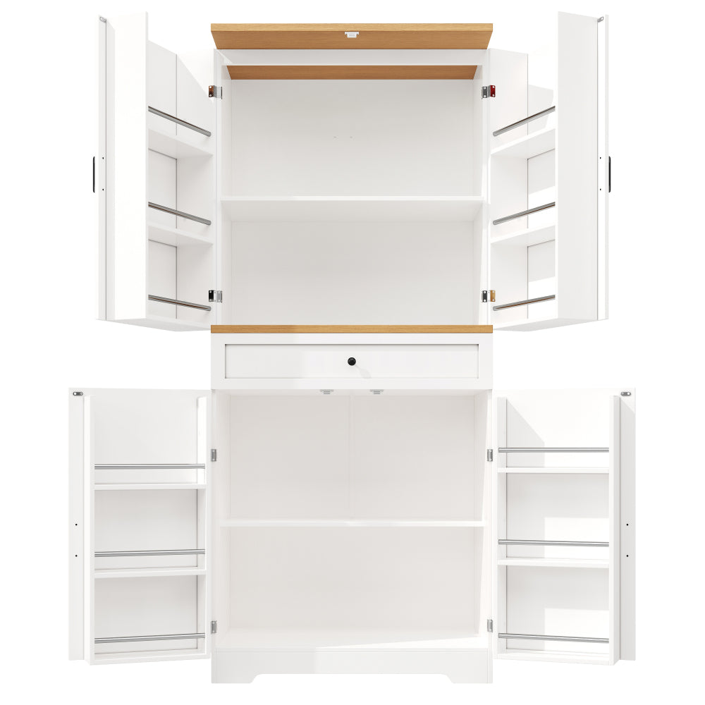 High-quality kitchen cabinet with 12 doors, compartments and drawers (80 x 40 x 180cm), modern snack storage cabinet made of MDF and particle board, buffet cabinet for dining rooms, kitchens and living rooms,  Dining Room Fur