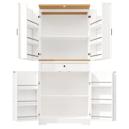 High-quality kitchen cabinet with 12 doors, compartments and drawers (80 x 40 x 180cm), modern snack storage cabinet made of MDF and particle board, buffet cabinet for dining rooms, kitchens and living rooms,  Dining Room Fur