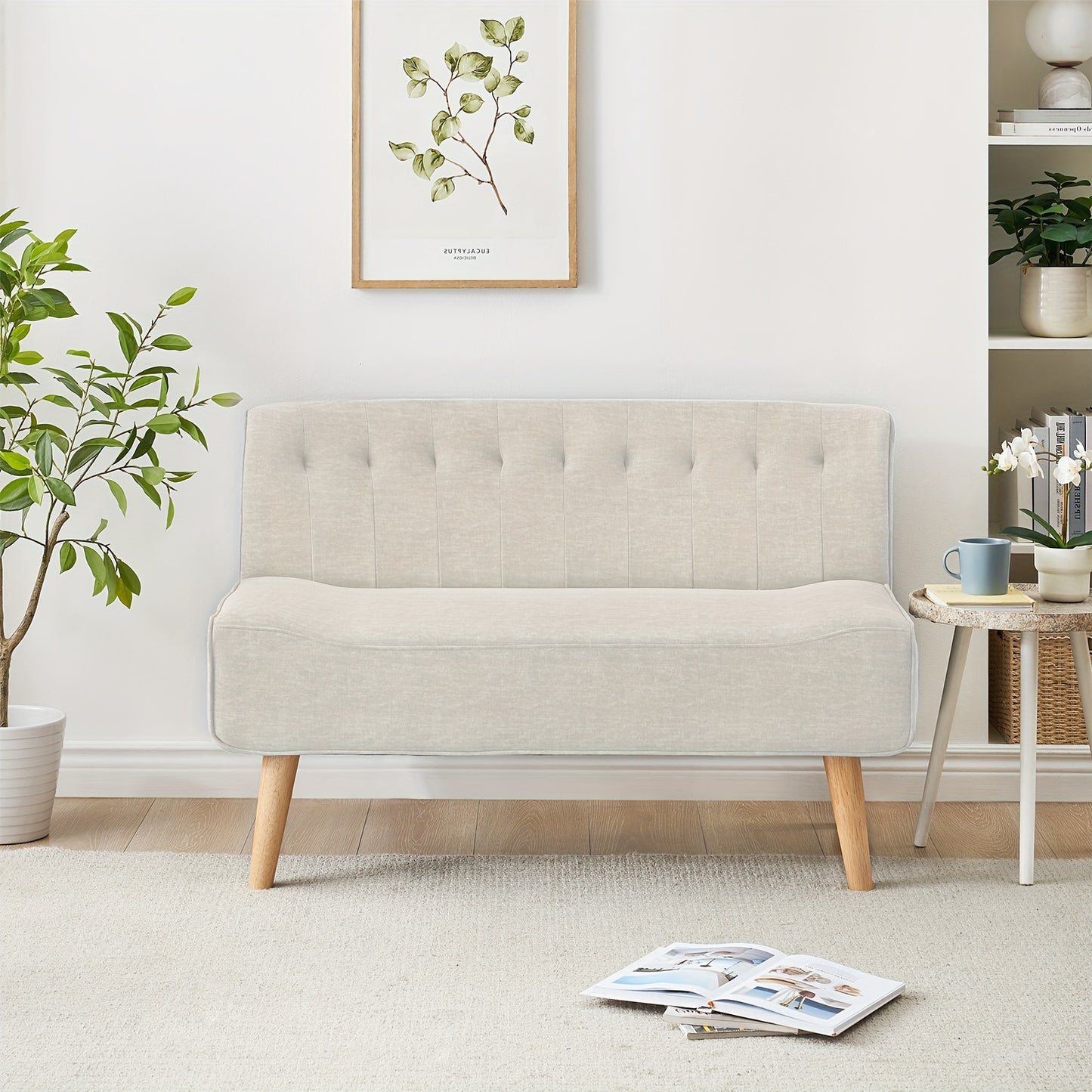 Tweezitsbank – 2-Zitsbank – Sofa – Loveseat – Donkergrijs – Linnen Bekleding – Compact 117 cm – Stevig Frame