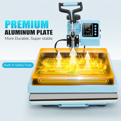 Warmtepers – Hittepers – Transferpers – Drukpers – Warmte Persmachine – 38,1x38,1 cm – 360° Draaibare Arm – RVS Behuizing
