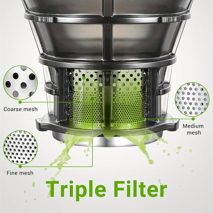 Slowjuicer – Langzame Juicer – Sapcentrifuge – Fruitpers – Groentepers – Ruime Vulopening 135 Mm – Grote Inhoud 1,8 Liter - Zilver
